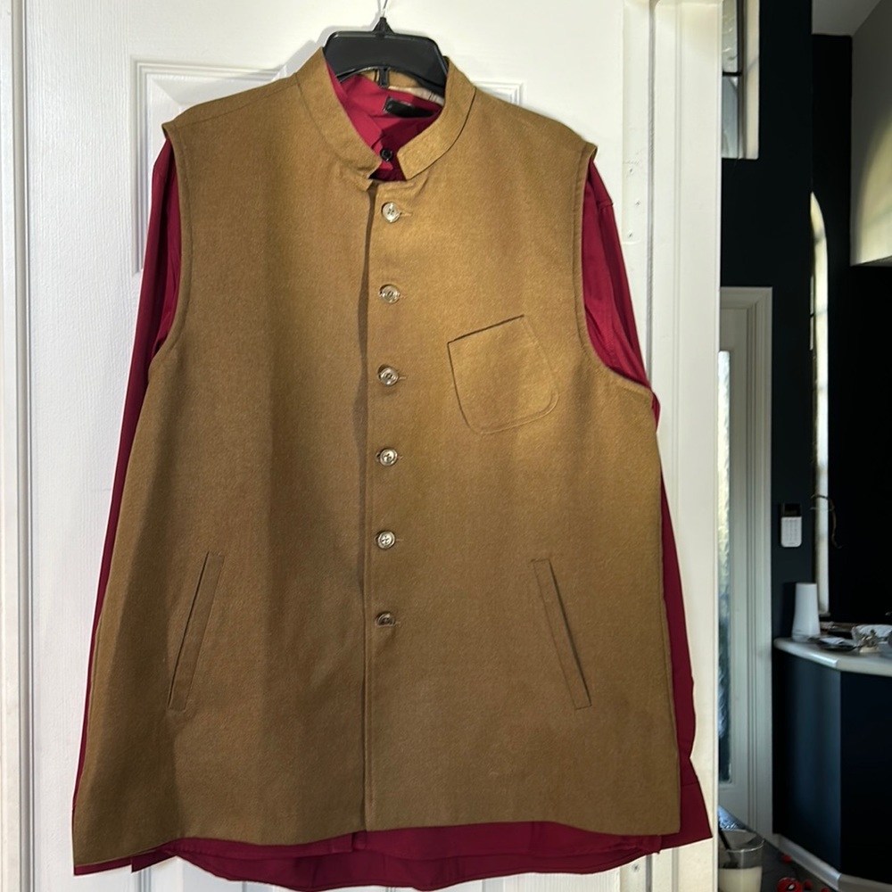 Mens tan mandarin color vest
